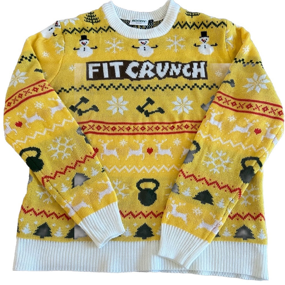 ROODY FIT CRUNCH Yellow Ugly Christmas Sweater Unisex Size Small